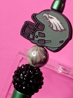 NFL Philadelphia Eagles Sparkly/Blingy Custom Created Super Fan Beaded Pen